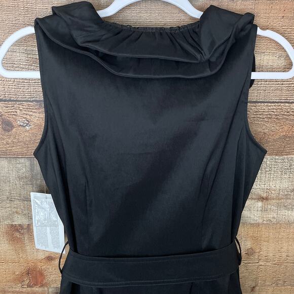 Samuel Dong Sleeveless Zip Front Ruffle Dress Solid Black Size Small NWT - Picture 8 of 9